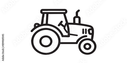 Tractor vector icon, minimal outline style, simple farm and agricultural machinery symbol, isolated on white background