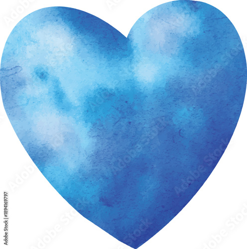a hand-drawn blue heart in watercolor, vector