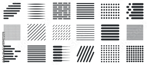 Abstract arrangement of black lines and dots on a white background