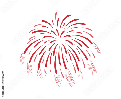 A vibrant red firework burst illustration against a clean white background
