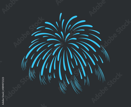 A stylized blue firework burst illustration against a dark solid background