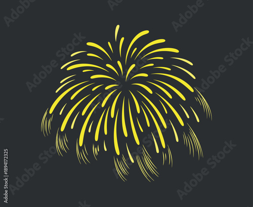 A vibrant yellow firework burst depicted against a dark solid background