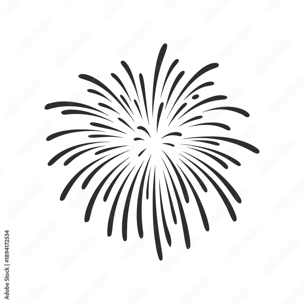 Obraz premium A stylized black and white burst resembling a firework or dandelion