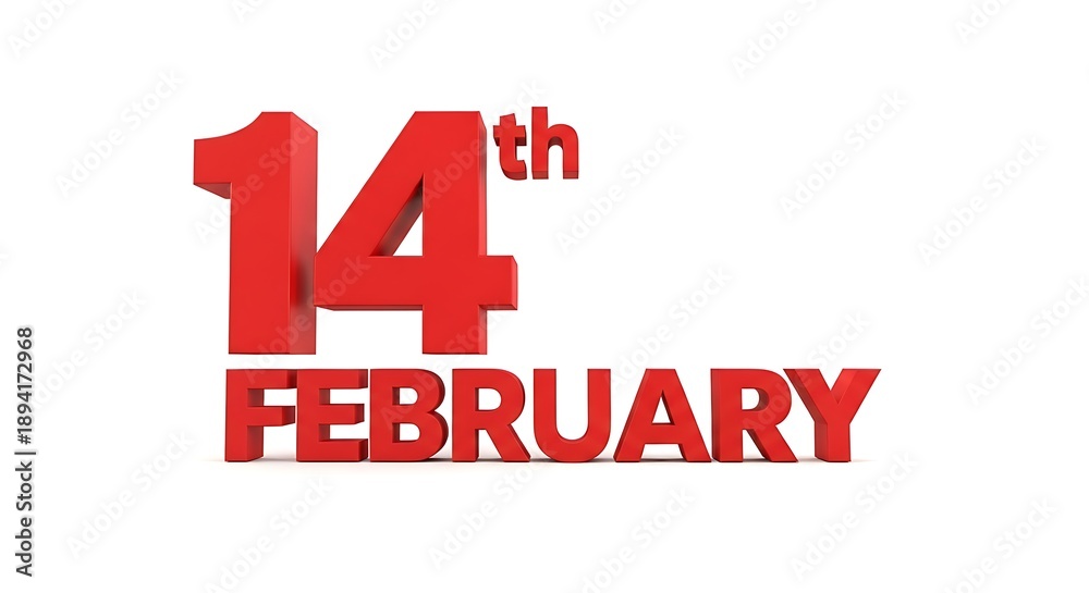 Fototapeta premium Valentine's Day celebration with bold red 3D text on white background