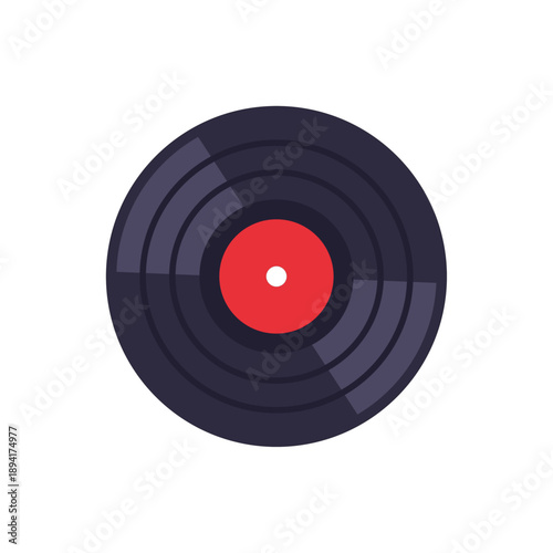 Vinyl record disc with center label, colorful vector flat style illustration
