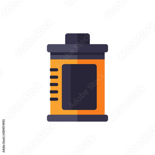 35mm film roll canister with cap, colorful vector flat style illustration
