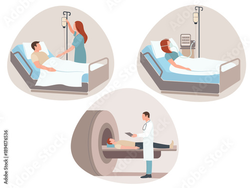 The person is in the hospital for treatment. Treatment and examination. Intravenous infusion and artificial ventilation of the lungs. MRI and X-ray.