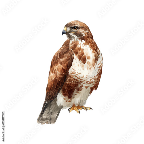 Foto Watercolor isometric artwork featuring Buzzard, presented on white background