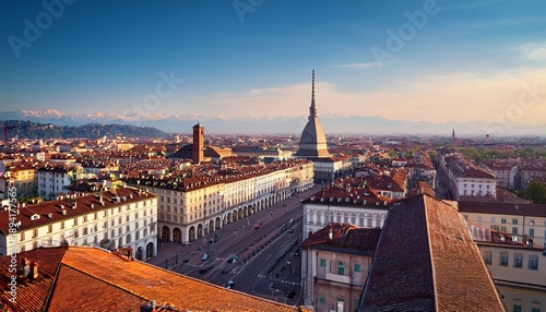 top view of turin centre with mole antonelliana italy