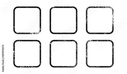 Set of grunge borders in rounded square form