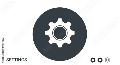 Isolated cog icon inside dark circle, a visual metaphor of settings adjustments and