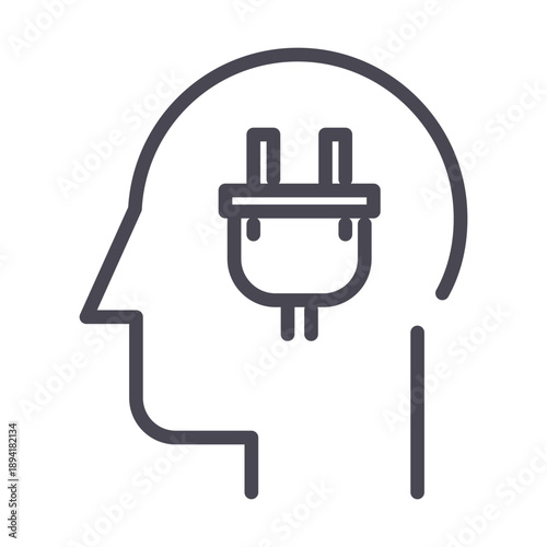 Sustainable Energy Thinking Icon Vector editable Stroke