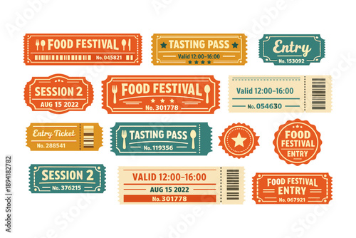 Vintage food festival entry and tasting pass tickets collection