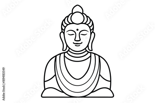 bodhisattva silhouette line art vector illustration with a white background