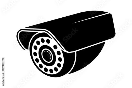 Security surveillance camera isolated on a white backdrop, an icon of monitoring and vigilance
