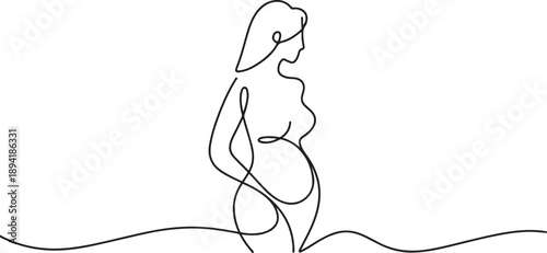 Single line art illustration of female excess weight problems. one line Art icon drawing