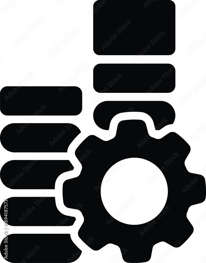 Fotografie Settings configuration menu icon featuring a gear with horizontal option blocks, representing system control, preferences, and management panel