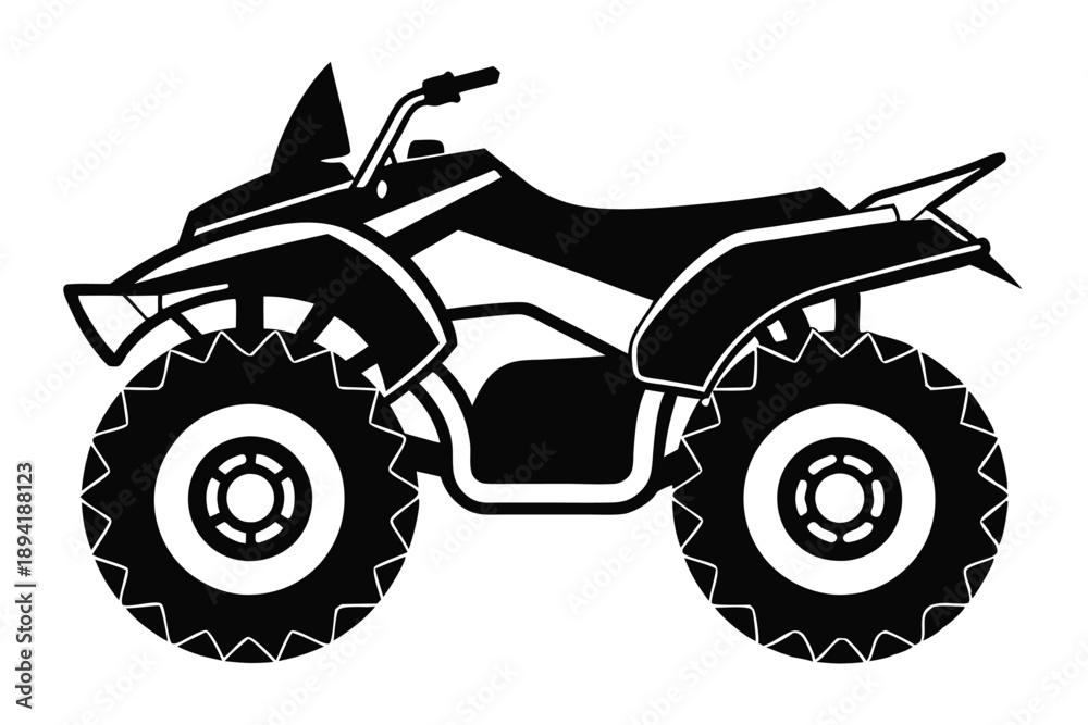Fototapeta premium atv all terrain silhouette line art vector illustration with a white background