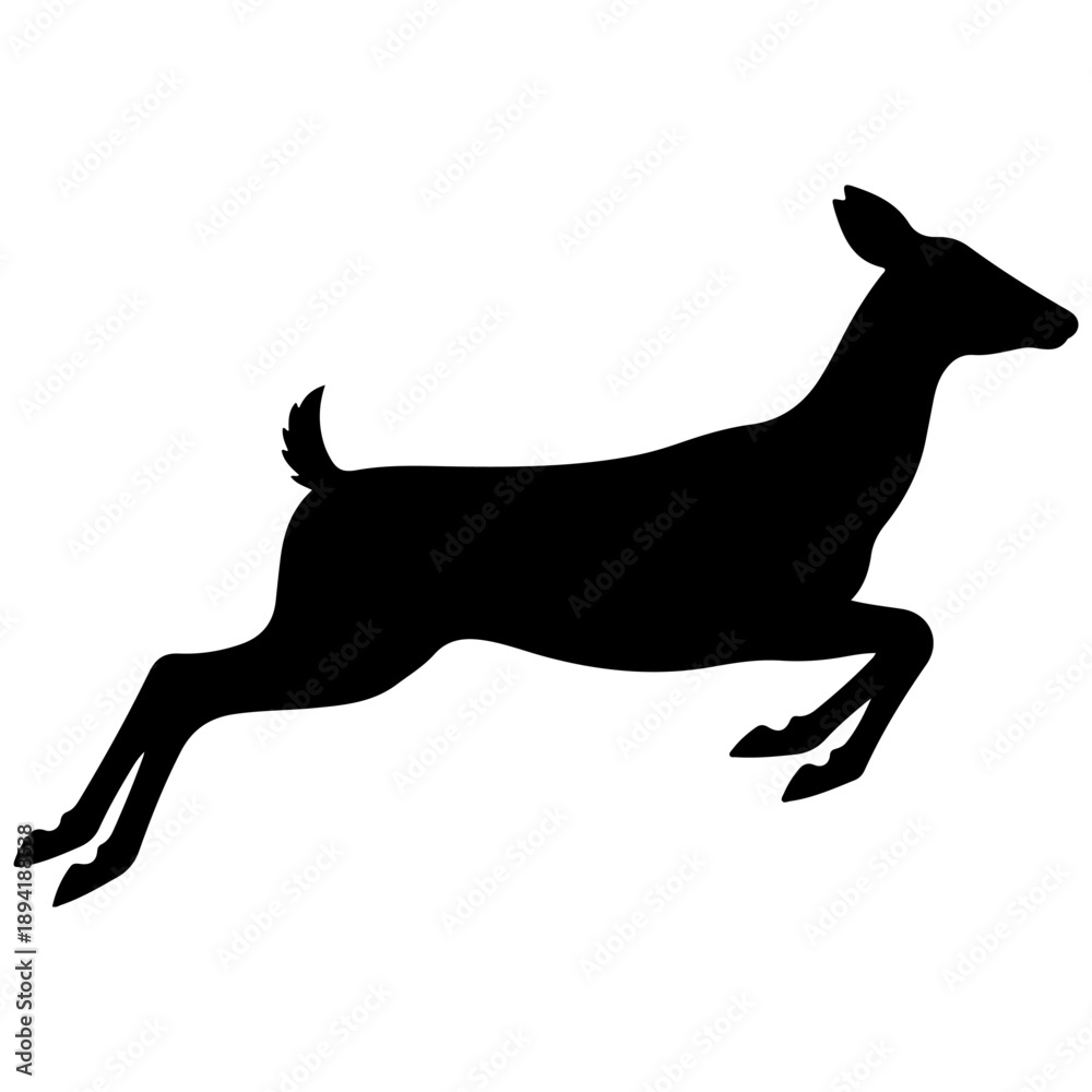 Fototapeta premium Black vector illustration of a running beer silhouette isolated on white background featuring a jumping beer and wild mammal icons for nature and pet wildlife graphics