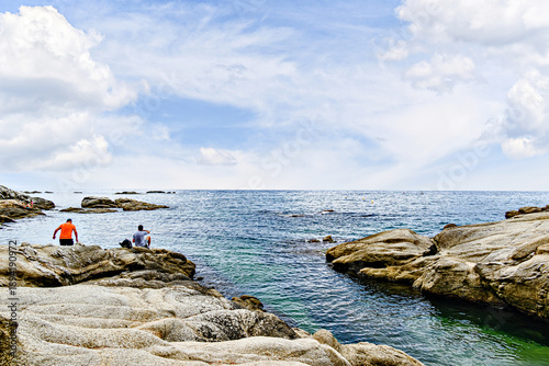 Beautiful seascape of the Camí de Ronda coastal path on the Costa Brava, from Platja d'Aro to Sant Antoni de Calonge. Cala del Pi