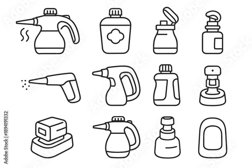 Icon ergonomic valve cleaner housing compact steam removable vector battery water cordless