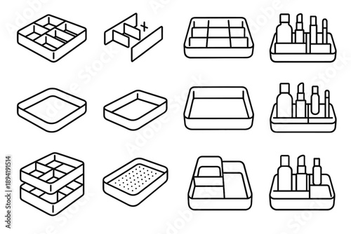 Icons design insert fit icon modern organizer modular cosmetics vector makeup polymer