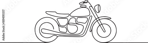 One line drawing of motorbike. Editable line. one line Art icon drawing vector
