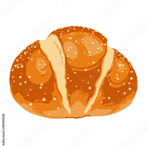 Golden Crusty Pretzel Bun Accented with a Sprinkle of Salt Against a Clean White Background Highlighting its Delicious Appeal