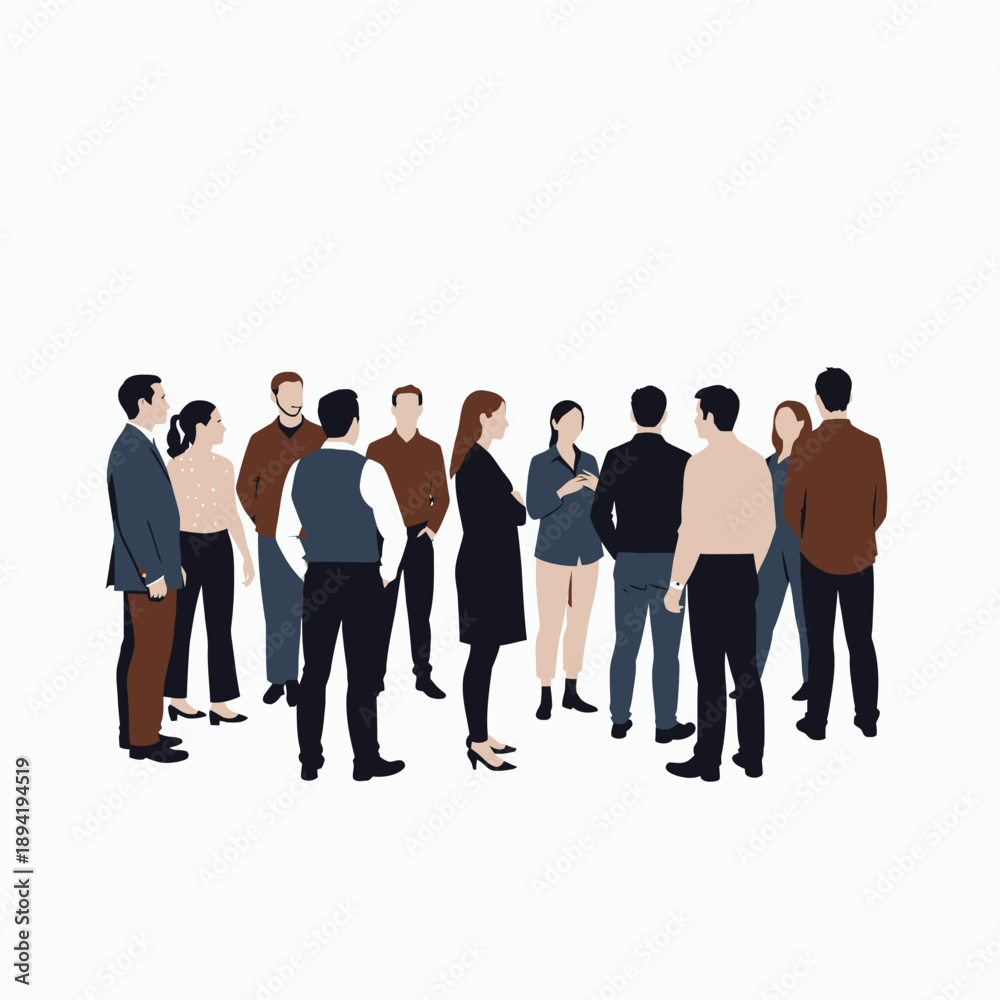 Obraz premium Illustration of Diverse Team Engaging in Collaborative Discussions to Foster Innovative Ideas and Teamwork in a Professional Workspace Setting