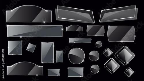 Broken Glass Shards Set Isolated on Transparent Background
