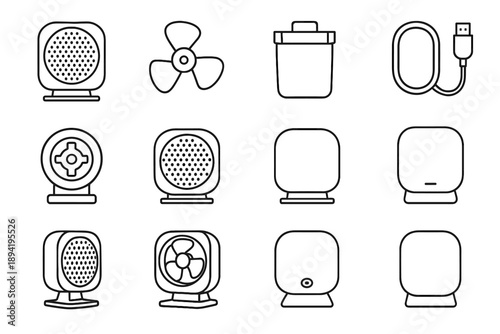 Usb icon vector minimal fan scent desktop plastic compact unit lightweight blades