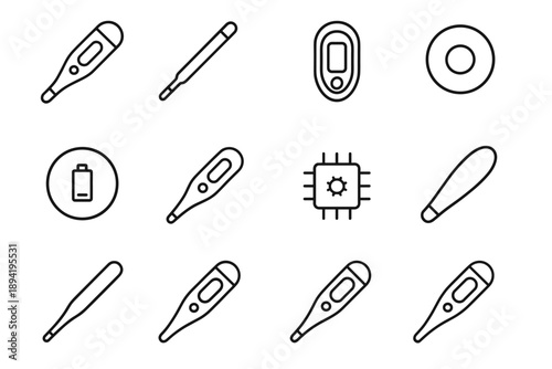 Electronic button tactile vector pet display sealed icons thermometer circuit form icon