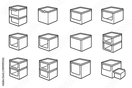 Grooves matte surface utility bins vector kitchen lid reinforced stackable icon structure