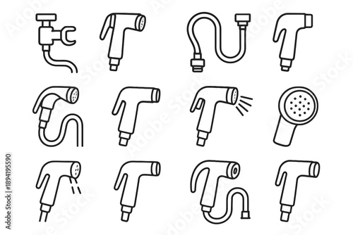 Grip sink bendable vector icon form tool lightweight holes portable pipe sprayer