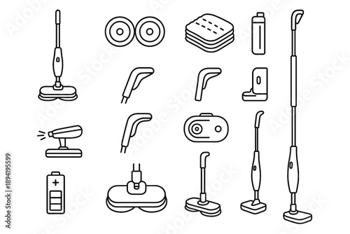 Mop cordless outlet module vector cartridge floor icon reservoir channel drive