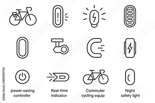 Flash bicycle vector light brake bike icon stop sensor controller segmented braking