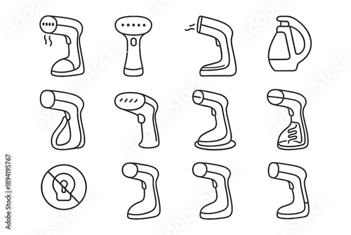 Ergonomic nozzle icons compact tool handle tank vector steamer cordless icon polymer