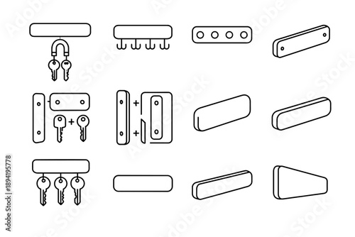 Key contemporary slots rounded holder hidden icon magnetic screw flat satin vector