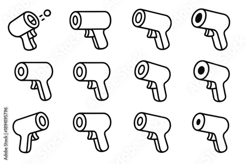 Barrel trigger spring pet icon cylindrical treat vector compact launcher grip