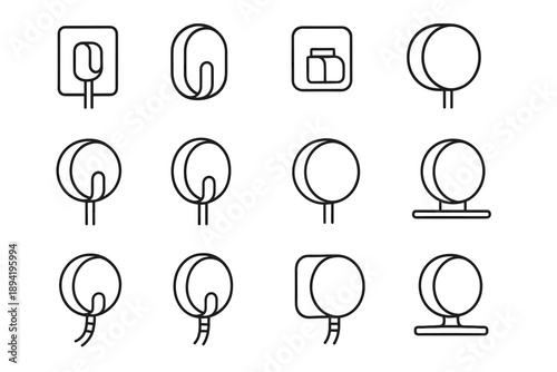 Circular icon organizer wall vector mount cable slot relief style functional flat