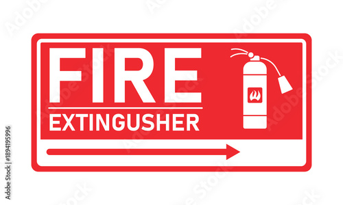 Fire extinguisher sign. Firefighters tools for flame fighting. Fire extinguisher symbol, logo, badge, icon, sticker, label, banner,  isolated illustration