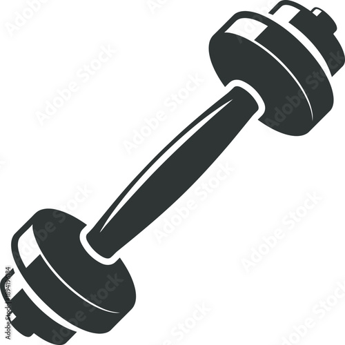 Professional dark grey dumbbell vector icon. High-quality flat design ideal for gym branding, fitness app logos, and weightlifting equipment graphics. Digital asset for health and bodybuilding.