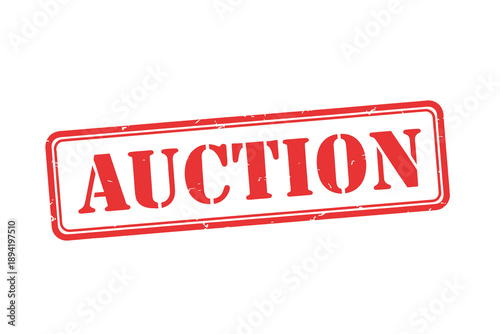 Red auction stamp on for bidding and selling concepts