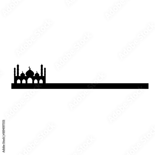 Islamic mosque border silhouette.  Islamic design for ramadan, eid al fitr, al adha, isra mi'raj. Vector illustration..