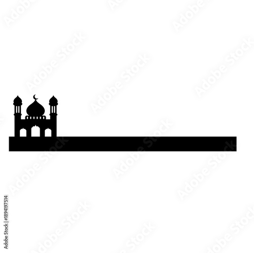 Islamic mosque border silhouette.  Islamic design for ramadan, eid al fitr, al adha, isra mi'raj. Vector illustration..
