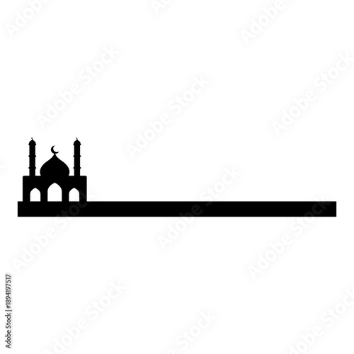 Islamic mosque border silhouette.  Islamic design for ramadan, eid al fitr, al adha, isra mi'raj. Vector illustration..