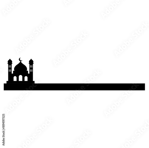 Islamic mosque border silhouette.  Islamic design for ramadan, eid al fitr, al adha, isra mi'raj. Vector illustration..