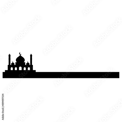 Islamic mosque border silhouette.  Islamic design for ramadan, eid al fitr, al adha, isra mi'raj. Vector illustration..