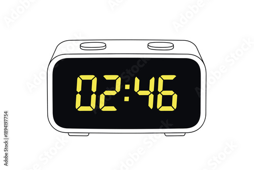 Digital alarm clock displaying 0246 hours on a simple interface