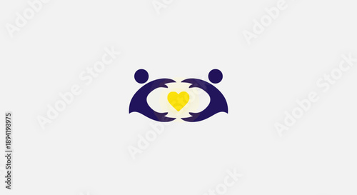 Stylized people forming a heart with love and partnership